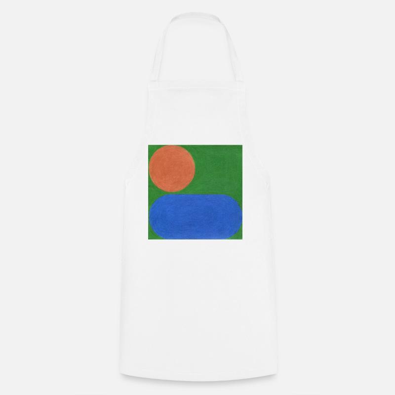 Orange Circle and Blue Rectangle - Cooking Apron - white
