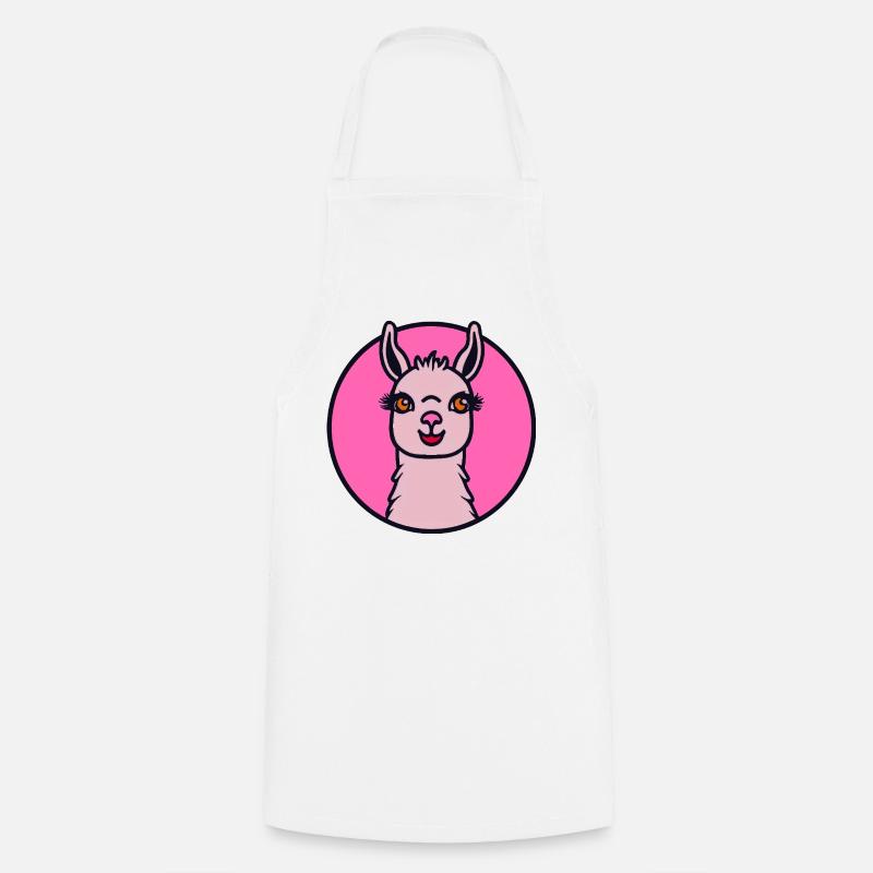 Lama rose - Tablier de cuisine - blanc