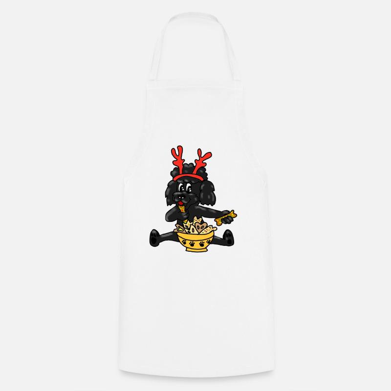 Caniche de Noël avec des bois - Tablier de cuisine - blanc