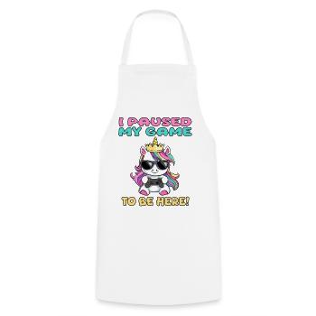 i paused my game to be here - unicorn - Cooking Apron - white - Front - AI Model Male 185 dark (185cm)