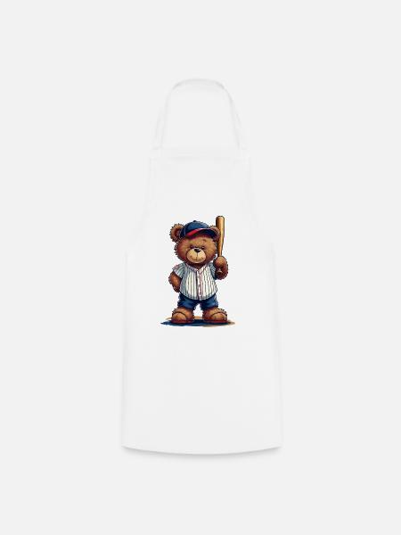 Teddybär Baseballheld auf Bat - Kochschürze - Weiß