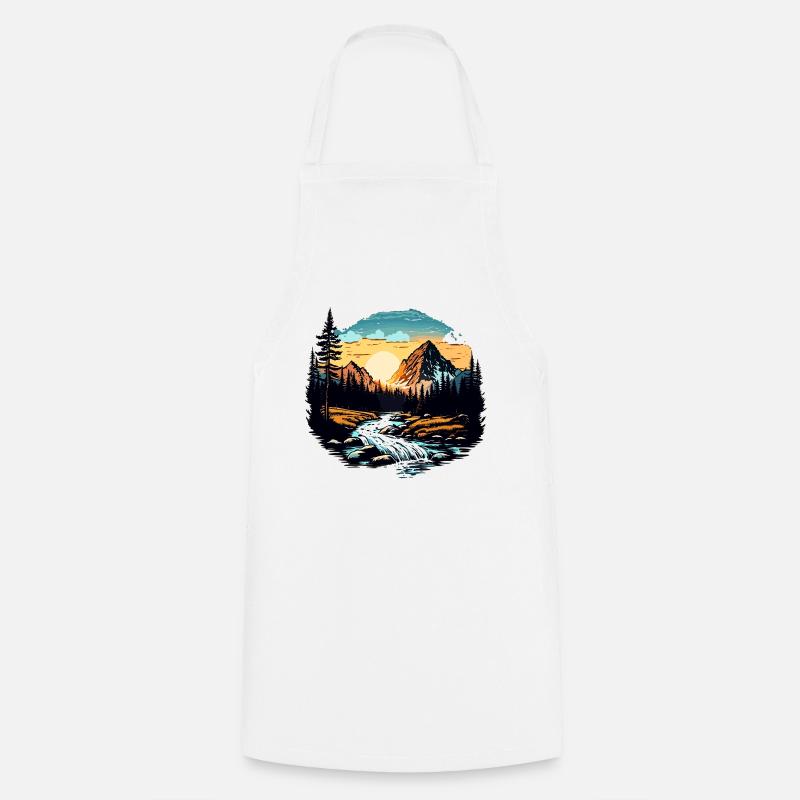 Mountain Sunset - Cooking Apron - white
