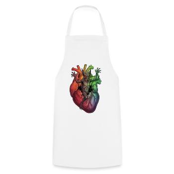 Heart Monster in Rainbow Storm - Cooking Apron - white - Front - AI Model Male 185 dark (185cm)