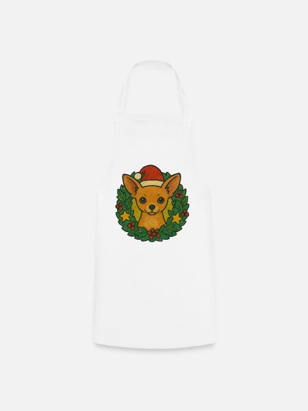 Chihuahua Weihnachtskranz - Kochschürze - Weiß