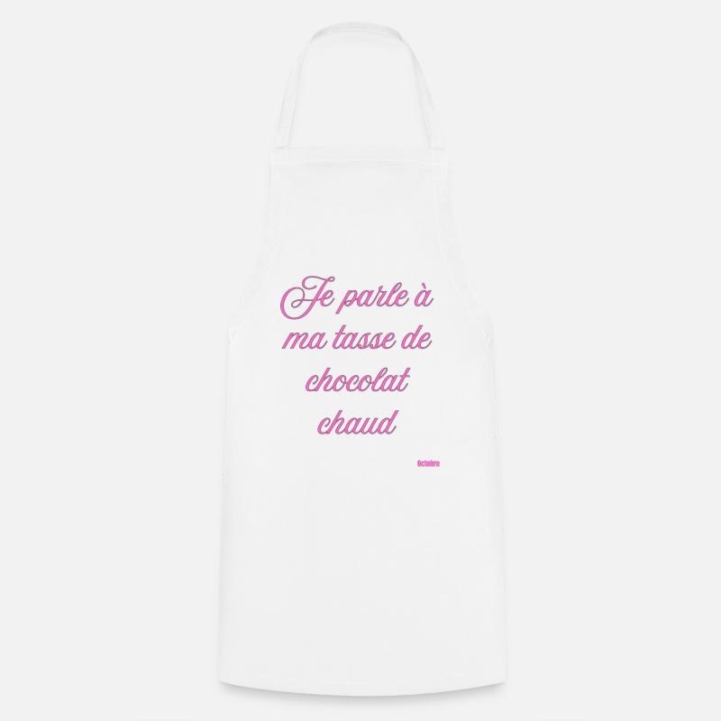 Tasse Chocolat Chaud Script Rose - Tablier de cuisine - blanc