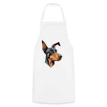 Dobermann Kopf Cartoon Illustration - Kochschürze - Weiß - Vorne - AI Model Male 185 dark (185cm)