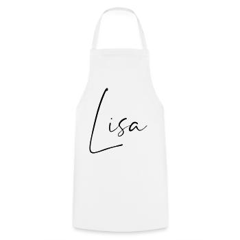 lisa / handschrift name design - Kochschürze - Weiß - Vorne - AI Model Male 185 dark (185cm)