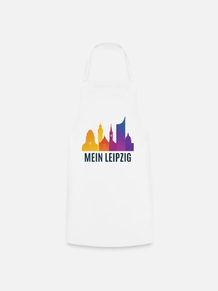 Leipzig Farbverlauf Skyline - Kochschürze - Weiß