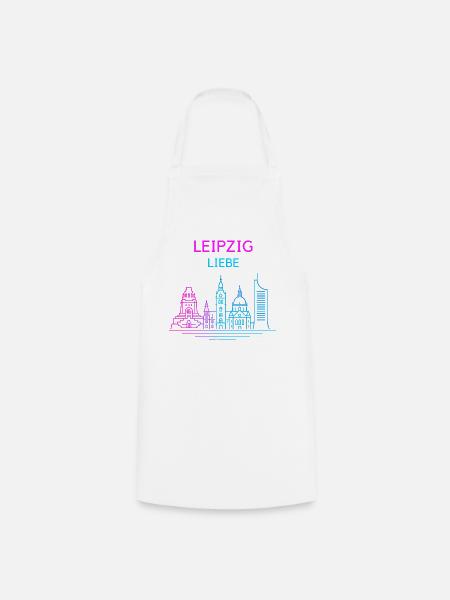 Leipzig Neon Skyline Liebe - Kochschürze - Weiß