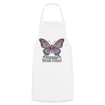 Psychedelic Retro – Expand Your Mind - Cooking Apron - white - Front - AI Model Male 185 dark (185cm)