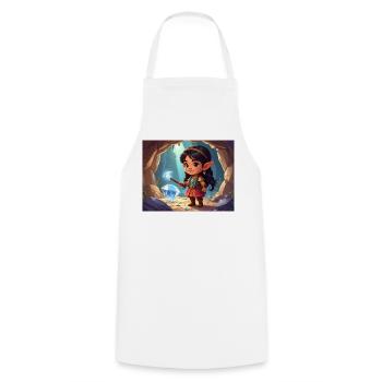 Héroïne elfique dans le Chemin du Cristal - Tablier de cuisine - blanc - Devant - AI Model Male 185 dark (185cm)