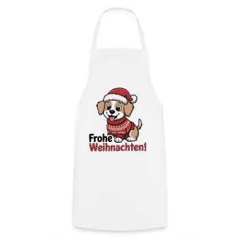 Weihnachtshund – Frohe Weihnachten! - Kochschürze - Weiß - Vorne - AI Model Male 185 dark (185cm)