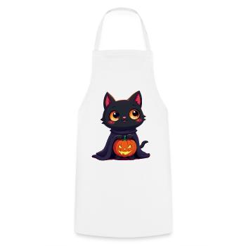 Halloween Cat with Halloween Pumpkin - Cooking Apron - white - Front - AI Model Male 185 dark (185cm)