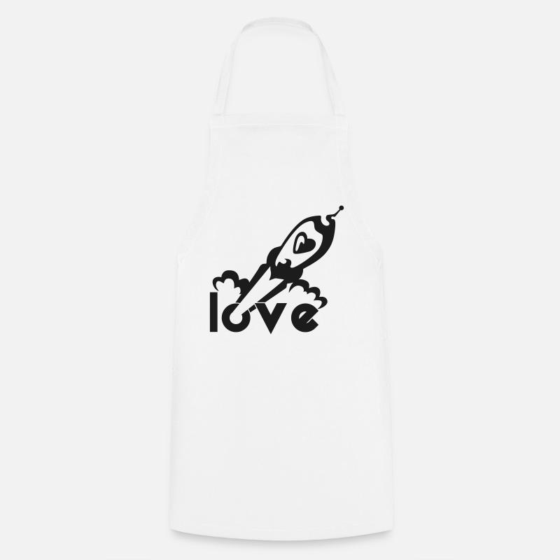 Love Rocket – Heart Space Space Design - Cooking Apron - white