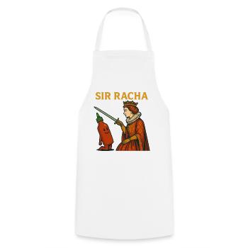 Sir Racha Mème drôle Chevalier Sauce Piquante Humour - Tablier de cuisine - blanc - Devant - AI Model Male 185 dark (185cm)