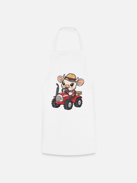 Stier Traktor Farmer - Kochschürze - Weiß