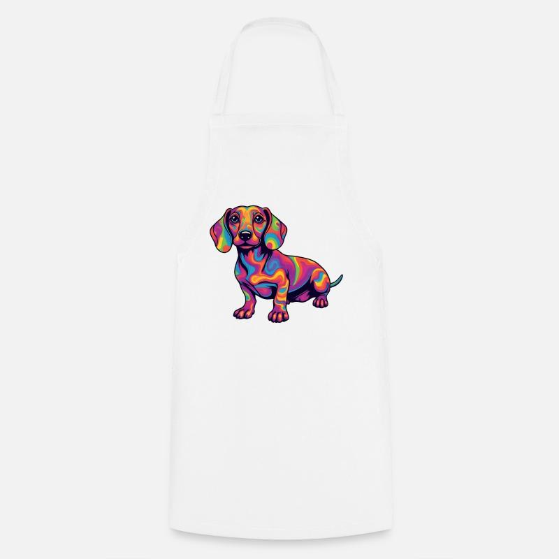 Psychedelic Dachshund Color Explosion Pop Art - Cooking Apron - white