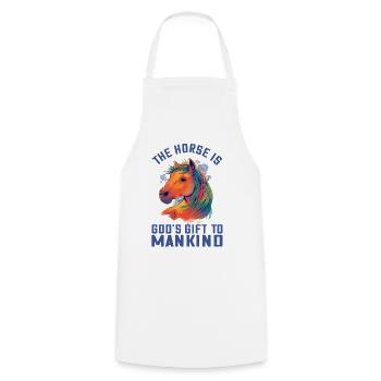 Colorful Horse Illustration in Watercolor Horses Fan - Cooking Apron - white - Front - AI Model Male 185 dark (185cm)