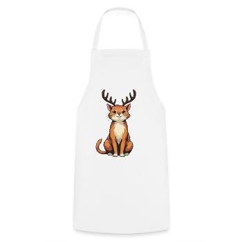 Reindeer Cat - Cooking Apron - white - Front - AI Model Male 185 dark (185cm)
