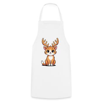 Reindeer Cat - Cooking Apron - white - Front - AI Model Male 185 dark (185cm)