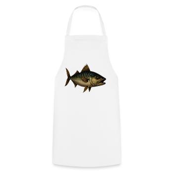 Vivid Mackerel Fish Illustration - Cooking Apron - white - Front - AI Model Male 185 dark (185cm)