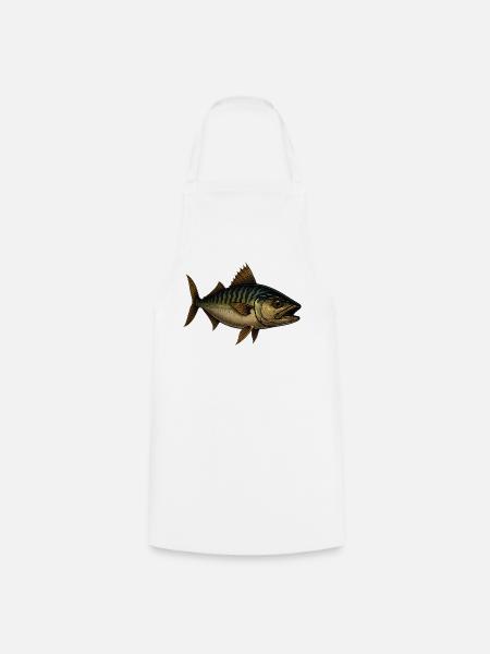 Vivid Mackerel Fish Illustration - Cooking Apron - white