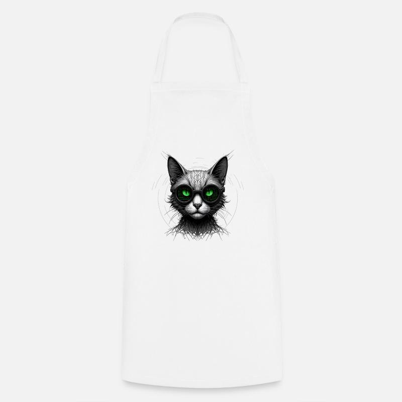 Grüne Augen Computer Programmierer Geek Katze - Kochschürze - Weiß