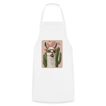Lama - Kochschürze - Weiß - Vorne - AI Model Male 185 dark (185cm)