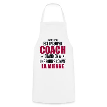Un Super Coach Cadeau Entraîneur Sportif Humour - Tablier de cuisine - blanc - Devant - AI Model Male 185 dark (185cm)