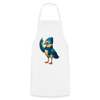 Mouette d’hiver fraîche avec lunettes de ski et chapeau - Tablier de cuisine - blanc - Devant - AI Model Male 185 dark (185cm)