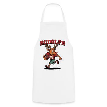 Rudolph le renne Football américain - Tablier de cuisine - blanc - Devant - AI Model Male 185 dark (185cm)