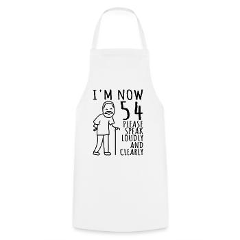 54th Birthday 54er 54th I'm 54th Now 54 Years - Cooking Apron - white - Front - AI Model Male 185 dark (185cm)