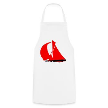 Rotes Segelboot Silhouette - Kochschürze - Weiß - Vorne - AI Model Male 185 dark (185cm)