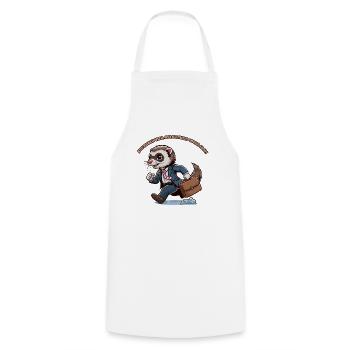 Ferret fleeing from work, closing time - Cooking Apron - white - Front - AI Model Male 185 dark (185cm)