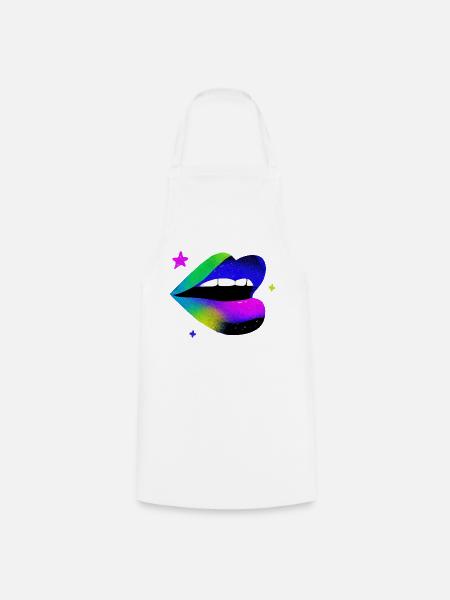 Regenbogen Lippe Graffiti Pop Art - Kochschürze - Weiß