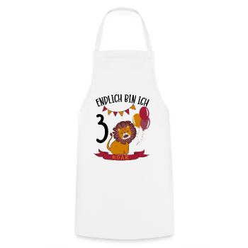 Anniversaire Lion 3 ans Leo Cadeau de fête - Tablier de cuisine - blanc - Devant - AI Model Male 185 dark (185cm)