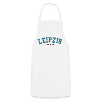 Leipzig Est. 2005 - Cooking Apron - white - Front - AI Model Male 185 dark (185cm)