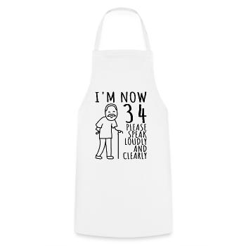 34th Birthday 34s 34th I'm 34 years old now - Cooking Apron - white - Front - AI Model Male 185 dark (185cm)