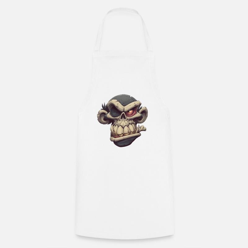 Monkey Skull Grin - Cooking Apron - white