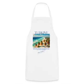 Turkey Bodrum Beach Holiday Design – Visit Bodrum - Cooking Apron - white - Front - AI Model Male 185 dark (185cm)