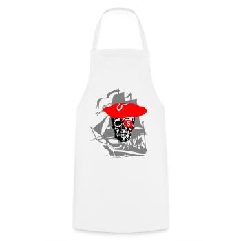 Pirate - Cooking Apron - white - Front - AI Model Male 185 dark (185cm)