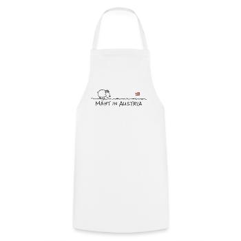 Mäht en Autriche – Autriche : l’humour avec l’humour - Tablier de cuisine - blanc - Devant - AI Model Male 185 dark (185cm)