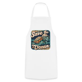 Save the Ocean Protection Environnement Surfeurs - Tablier de cuisine - blanc - Devant - AI Model Male 185 dark (185cm)