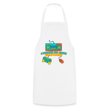 I Paused My Game to Be Here – Funny Gamer Design - Cooking Apron - white - Front - AI Model Male 185 dark (185cm)