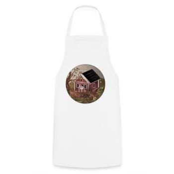 Small red house in the garden in oil painting style - Cooking Apron - white - Front - AI Model Male 185 dark (185cm)