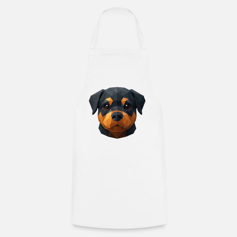 Chiot Rottweiler mignon – Polygon Dog Design - Tablier de cuisine - blanc