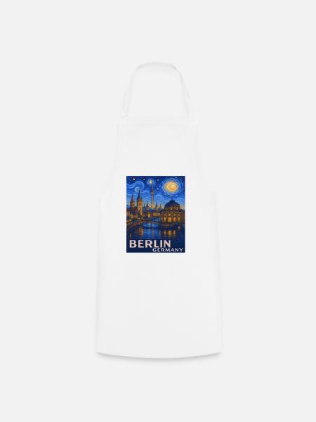 Berlin Nachthimmel Stadtmotiv - Kochschürze - Weiß