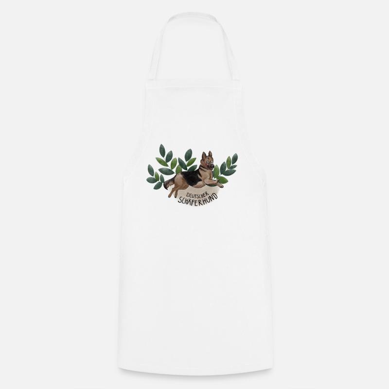 German Shepherd Botanika - Cooking Apron - white