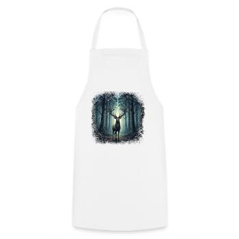 Forest Deer Scene Hunting Nature Lover - Cooking Apron - white - Front - AI Model Male 185 dark (185cm)