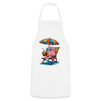 Cerveau sur la plage avec cocktail - Tablier de cuisine - blanc - Devant - AI Model Male 185 dark (185cm)